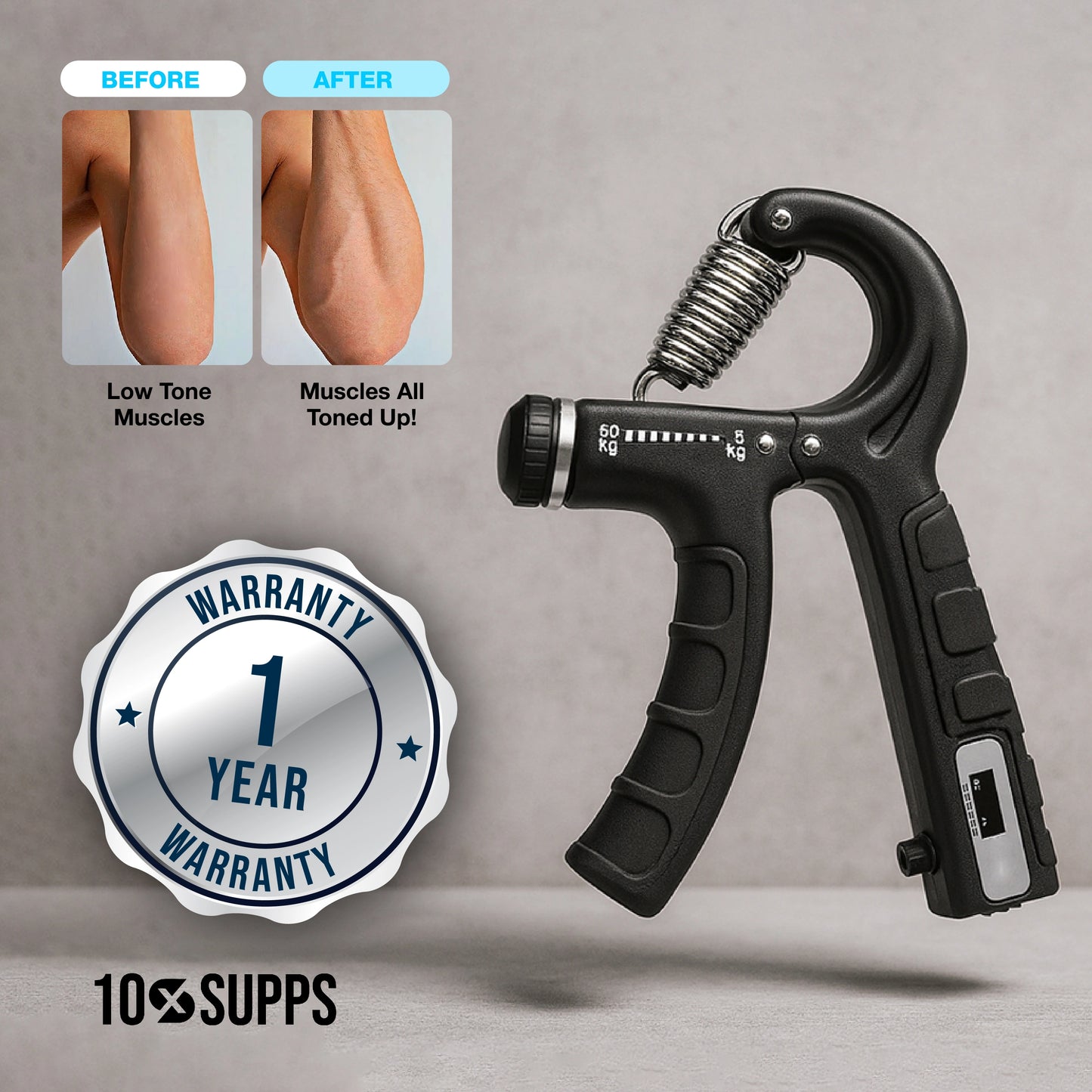 Hand Grip Exerciser Strengthener Adjustable Resistance 11-132 Lbs (5-60kg)