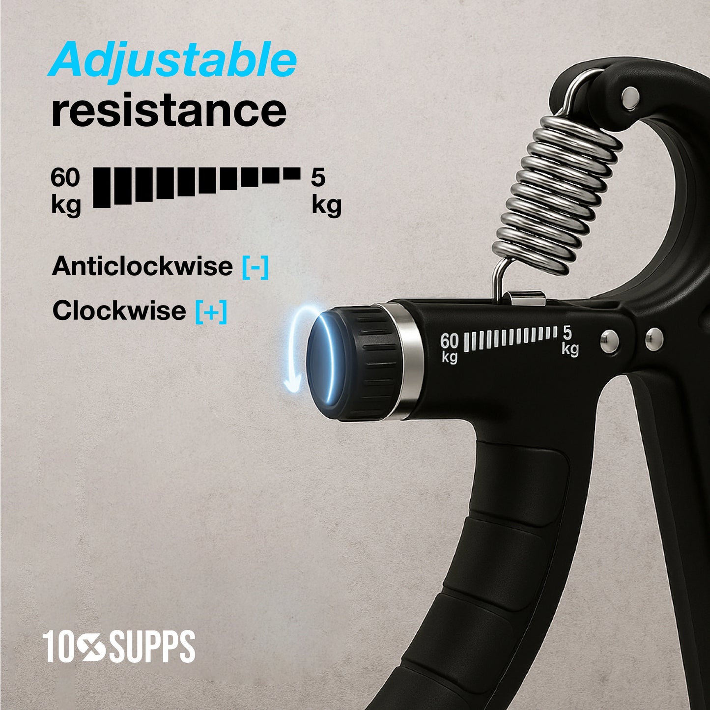 Hand Grip Exerciser Strengthener Adjustable Resistance 11-132 Lbs (5-60kg)