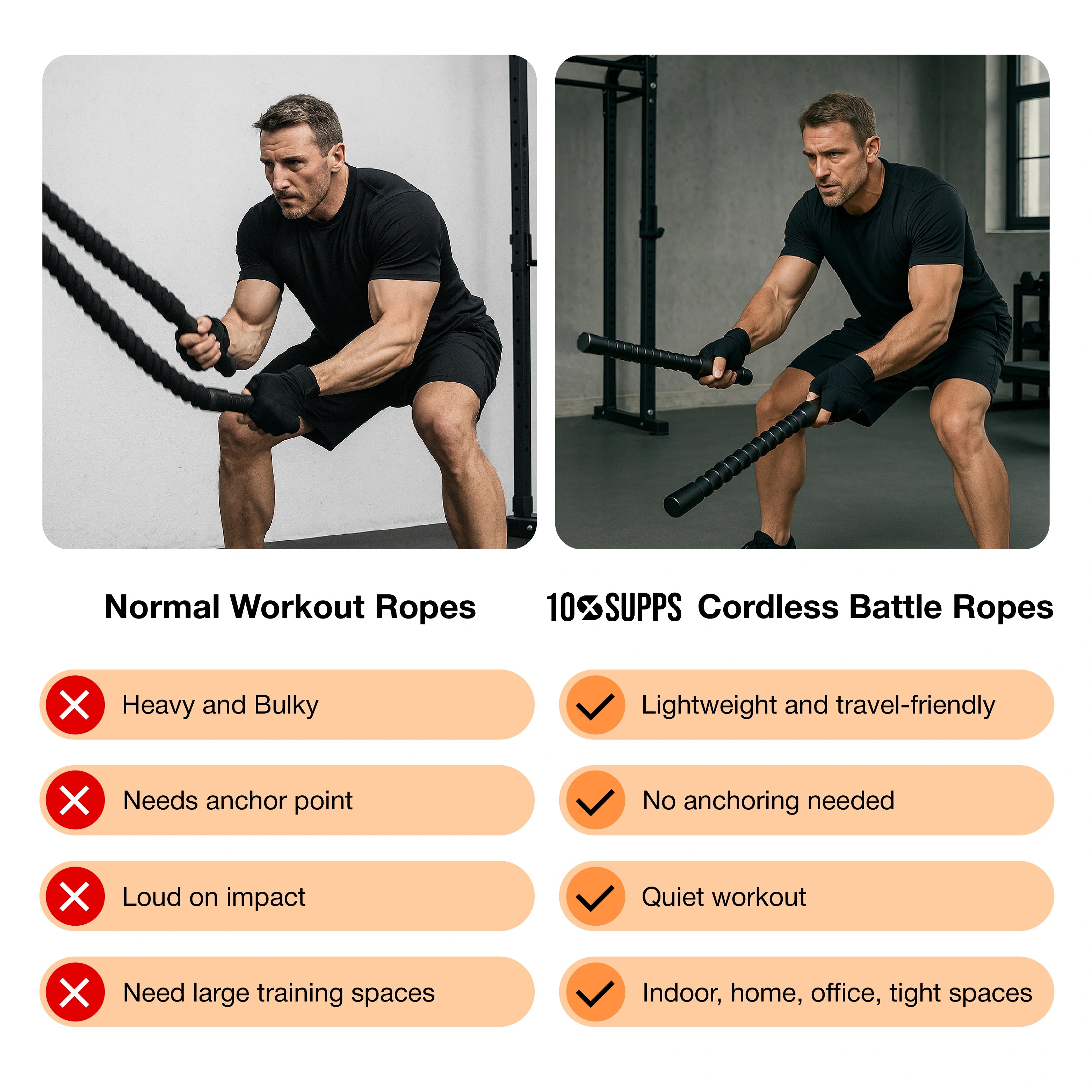 10xSUPPS Cordless Battle Rope